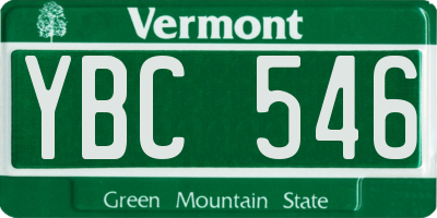 VT license plate YBC546