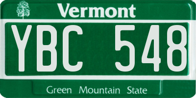 VT license plate YBC548