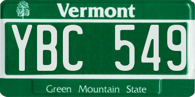 VT license plate YBC549
