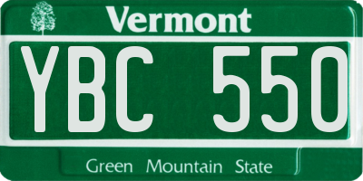 VT license plate YBC550