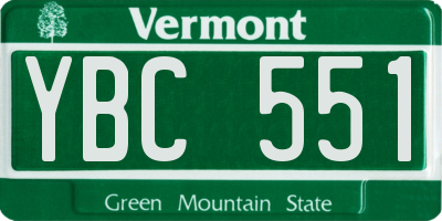VT license plate YBC551