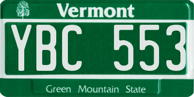 VT license plate YBC553