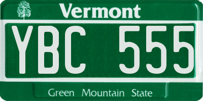 VT license plate YBC555