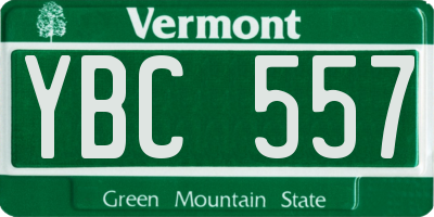 VT license plate YBC557