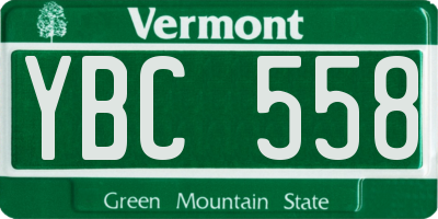 VT license plate YBC558