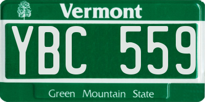 VT license plate YBC559