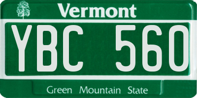 VT license plate YBC560