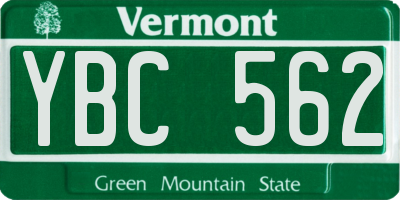 VT license plate YBC562