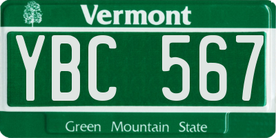 VT license plate YBC567