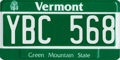 VT license plate YBC568