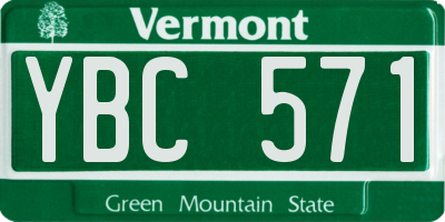 VT license plate YBC571