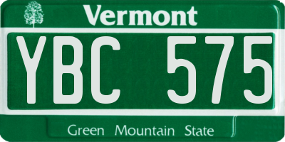VT license plate YBC575