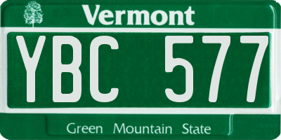 VT license plate YBC577