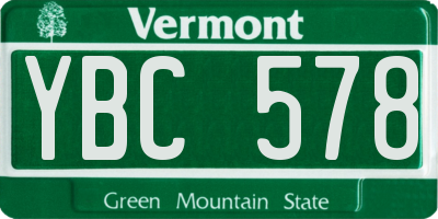 VT license plate YBC578