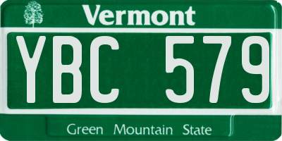 VT license plate YBC579
