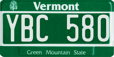 VT license plate YBC580