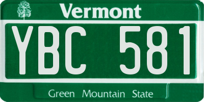 VT license plate YBC581
