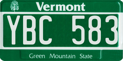 VT license plate YBC583
