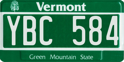 VT license plate YBC584