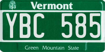 VT license plate YBC585