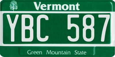 VT license plate YBC587