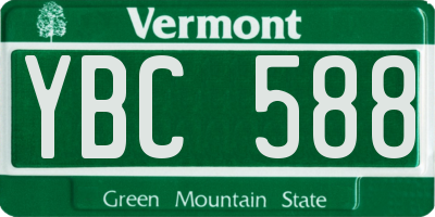 VT license plate YBC588