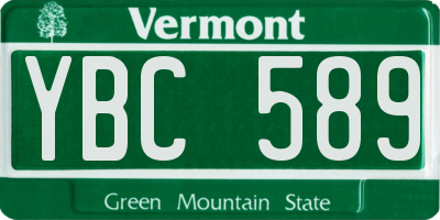 VT license plate YBC589