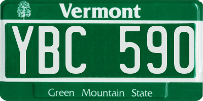 VT license plate YBC590