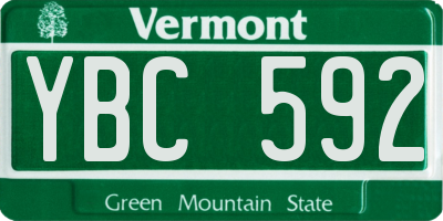 VT license plate YBC592