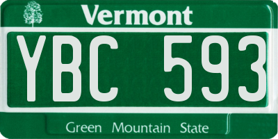 VT license plate YBC593