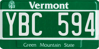 VT license plate YBC594