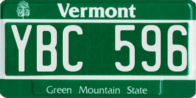 VT license plate YBC596