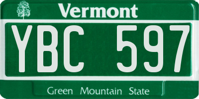 VT license plate YBC597