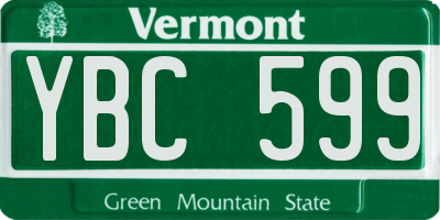 VT license plate YBC599