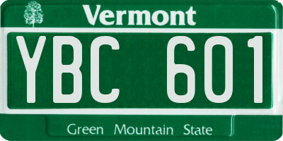 VT license plate YBC601