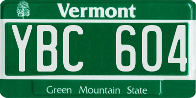 VT license plate YBC604