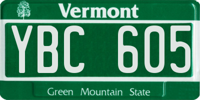 VT license plate YBC605