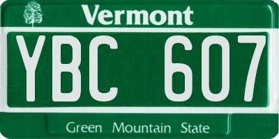 VT license plate YBC607