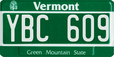 VT license plate YBC609