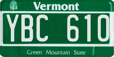 VT license plate YBC610