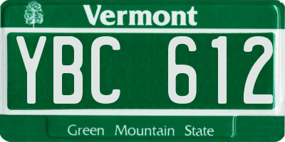 VT license plate YBC612