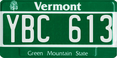 VT license plate YBC613