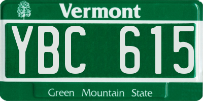 VT license plate YBC615