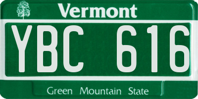 VT license plate YBC616