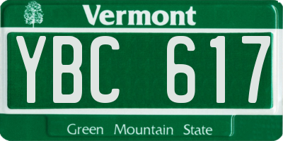 VT license plate YBC617