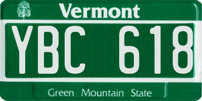 VT license plate YBC618