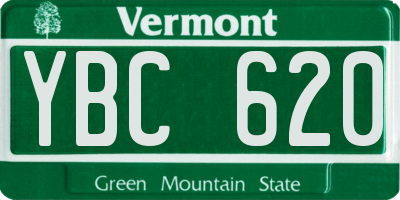 VT license plate YBC620