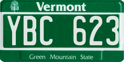 VT license plate YBC623