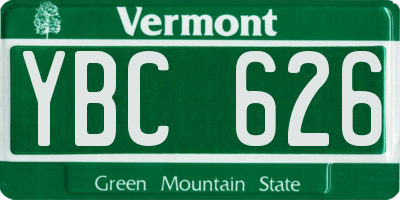 VT license plate YBC626
