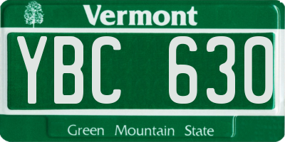 VT license plate YBC630
